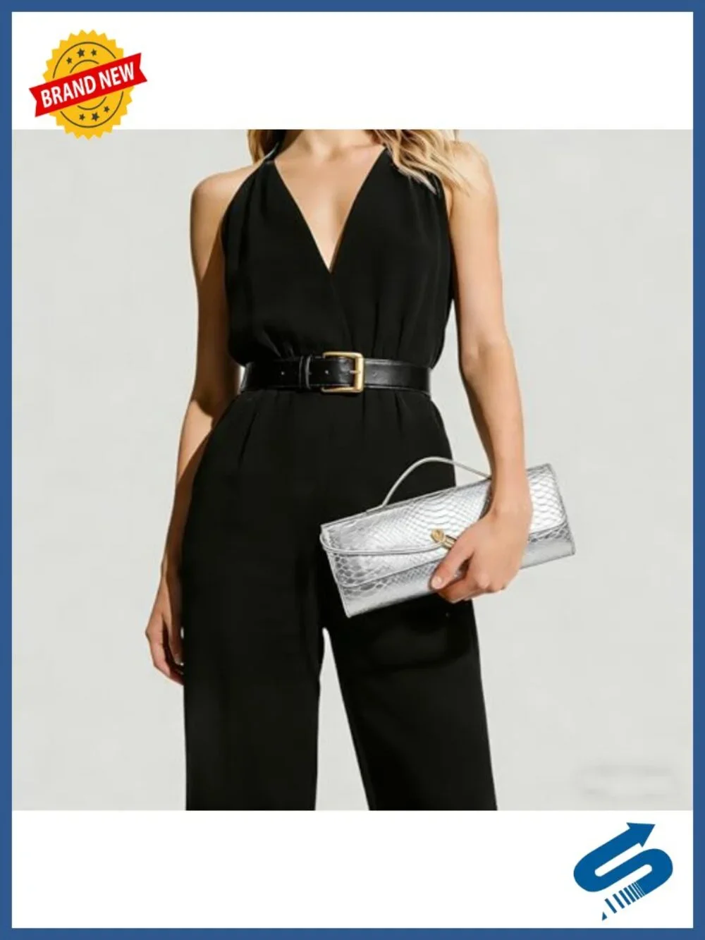 Faux Leather Evening Clutch Crossbody Bag Gold Buckle Formal Wedding Purse